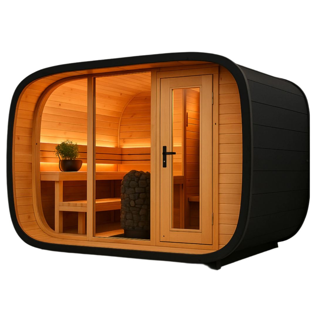 Outdoor Pod Sauna Built for Premium Wellness, 10.5kW Electric Heater, Nordic Spruce Interior, Seats 4-6 Adults