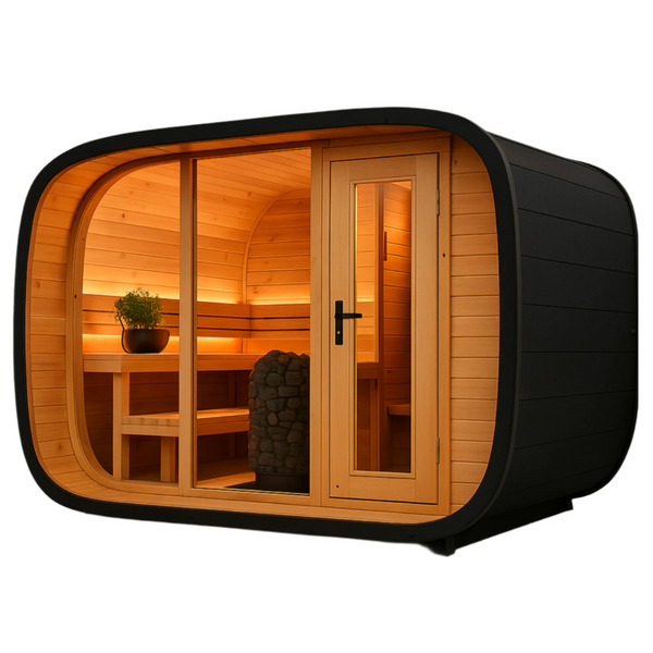 Outdoor Pod Sauna Built for Premium Wellness, 10.5kW Electric Heater, Nordic Spruce Interior, Seats 4-6 Adults