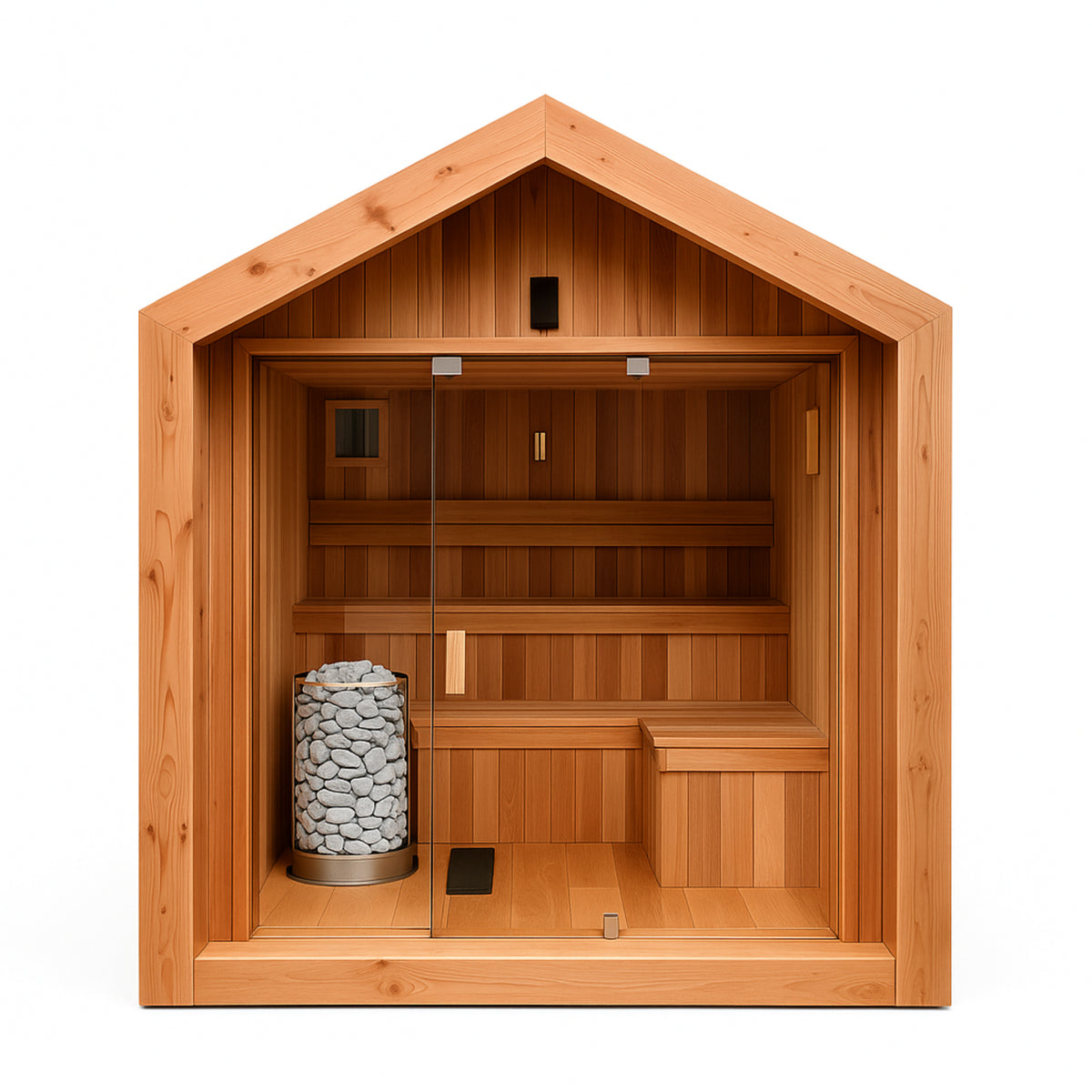 Outdoor Sauna Built for Year-Round Use, Canadian Cedar Construction, 9 kW Electric Heater, Smart Controls
