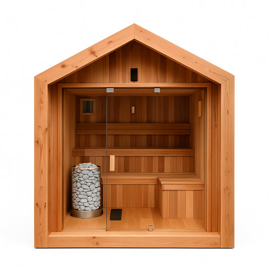 Outdoor Sauna Built for Year-Round Use, Canadian Cedar Construction, 9 kW Electric Heater, Smart Controls
