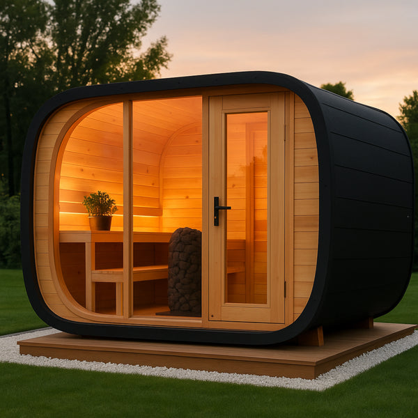 Outdoor Pod Sauna Built for Premium Wellness, 10.5kW Electric Heater, Nordic Spruce Interior, Seats 4-6 Adults